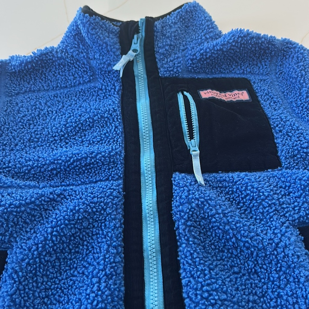 Vineyard Vines Blue Fleece Jacket with Black Accents Boys-Fleece Jacket - Picture 2 of 7